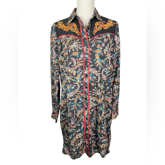 Anthropologie HOLDING HORSES Womens 2 Western Button Front Shirt Dress Escalante - Picture 4 of 12